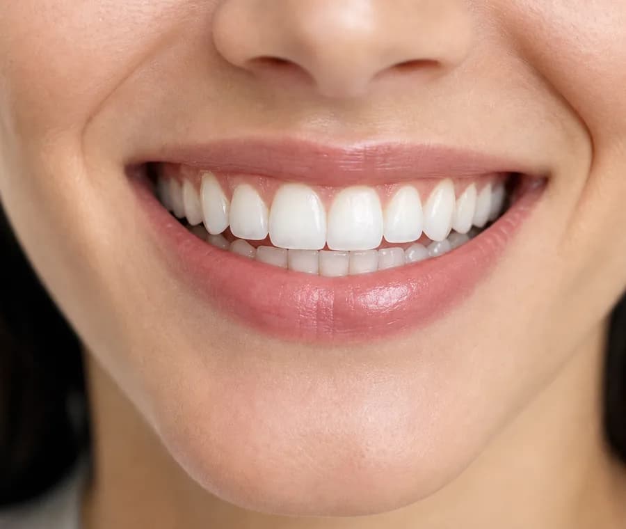 Natural smile with an evenly brighter tooth shade after whitening
